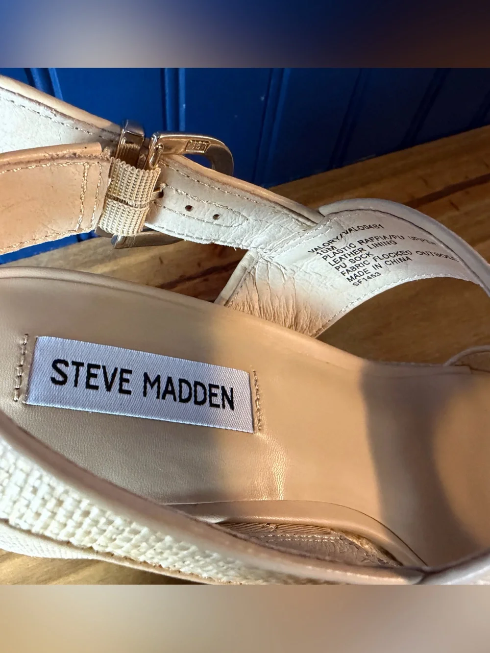 NIB Steve Madden Valory Raffia Platform Block Heel Sandals Natural Size 10